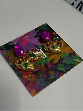 Sassy Jones Gold Arabella Crystal Heart Dangles